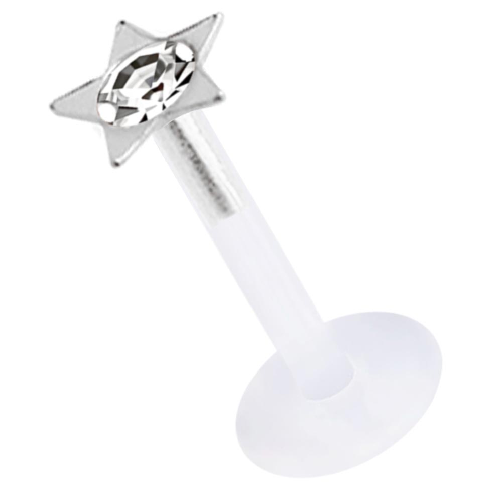 Bild von Madonna Piercing Teflon Labret Stecksystem 1,2 mm + Stern