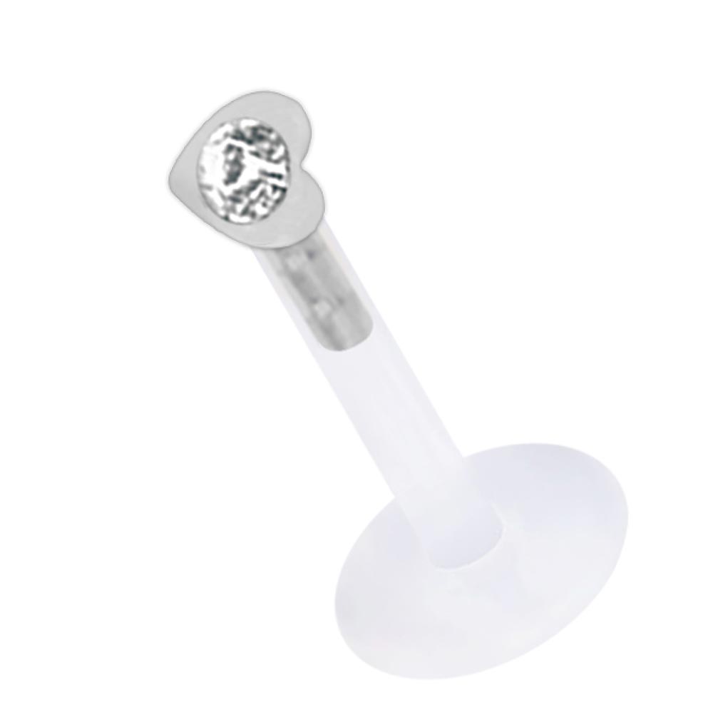 Bild von Madonna Piercing Teflon Labret Stecksystem 1,6 x 10 mm + Herz