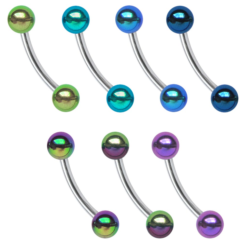 Bild von Titan Piercing Banane 1,2 x 6-14 mm + Stahl Kugeln eloxiert